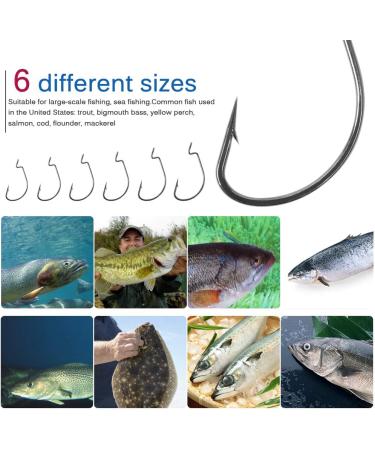 UCEC Fishing Hooks 100pcsbox Offset Wide Gap 2X Strong Worm Hooks for Bass Trout - Sizes 1-50 - Buy Online on GoSupps.com