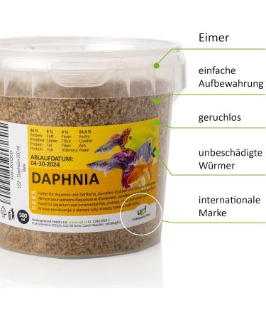 UGF Premium Daphnia Water Fleas - 500ml Dried Fish Food for Aquariums | Ideal Snacks for Ornamental Fish - Buy Online on GoSupps.com