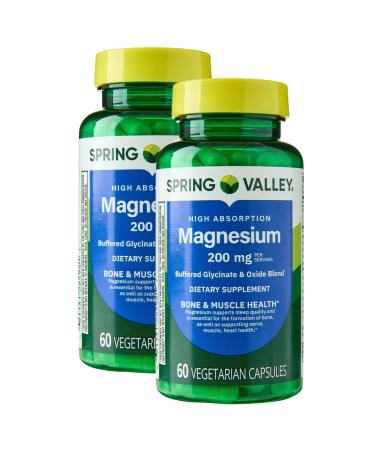 KP+ Magnesium 200 mg | Sleep Support | Bone & Muscle Health | 60 Vegetarian Capsules | Pack of 2