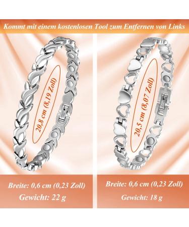 Vicmag 2 PCs Magnetic Hard Band Bracelet for Women - Ultralight Titanium Gift with Distant Tool (Silver Fishtail & Love) - Buy Online on GoSupps.com