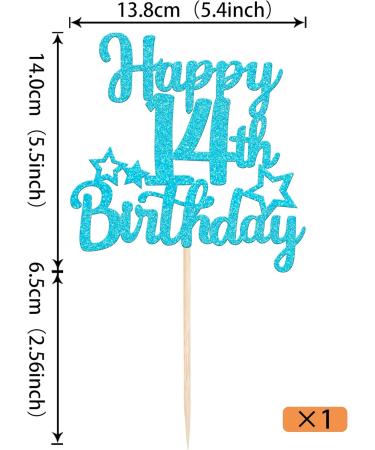 SYKYCTCY 1 Pack Happy 14th Birthday Cake Topper Glitter Star 14 Fabulous Cake Pick Sweet 14th Cake Decorations for Children 14th Birthday Theme Party Supplies Lake Blue 14th Lake Blue - Buy Online on GoSupps.com