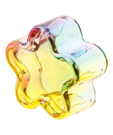 Ipetboom Glass Dappen Monomer Dish Flower Shaped Crystal Acrylic Nail Cup Acrylic Liquid Powder Dappen Bowl Dish Nail Manicure Tool Rainbow