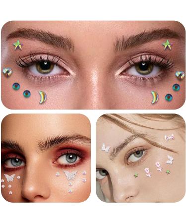 Buy 4 Sheets of Self-Adhesive Face Gems - Acrylic Crystal Rhinestones for Halloween & Festival Nail Art | 7 Unique Styles | International Shipping - Buy Online on GoSupps.com