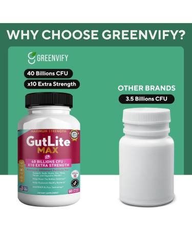 GREENVIFY GutLite Max Probiotic Supplement Maximum Strength 40 Billion CFU 60 Capsules 30-Day Supply MAKTREK Bi-Pass Technology (1) - Buy Online on GoSupps.com