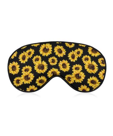 Sleep Eye Mask for Men Women Compatible with Floral Black Yellow Flowers Sunflower Sleeping Mask Blindfold Breathable Sleep Mask Block Out Light Soft Comfort Eyes Cover for Travel Yoga Nap 1 Count (Pack of 1) Pattern (512)
