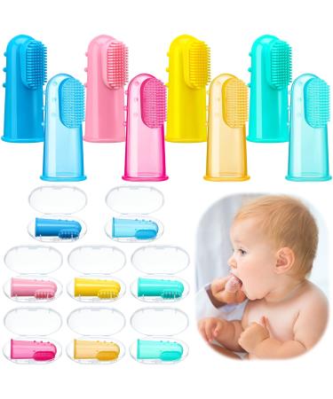 Zopeal 16 Pieces Baby Toothbrush Finger Toothbrush for Toddler Kids Finger Toothbrush Silicone Baby Toothbrush Soft Baby Finger Toothbrush for Infant Toddler Training Teething Oral Cleaning Massaging