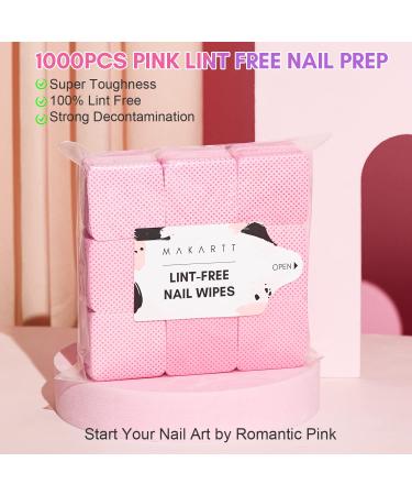 Makartt Lint Free Nail Wipes - 1000PCS Nail Polish Remover Pads & Eyelash Extension Glue Wipes - Super Absorbent Non-Woven Dry Wipes for Gel Nails & Nail Prep - Pink - Buy Online on GoSupps.com