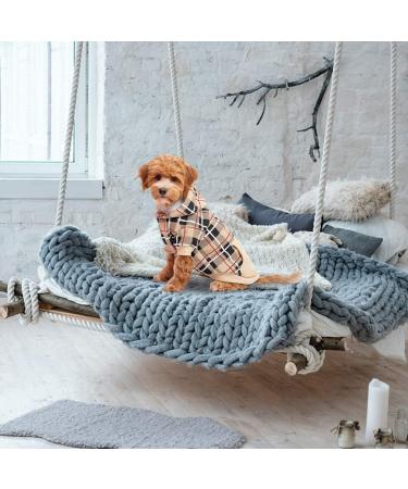 EXPAWLORER Plaid Dog Hoodie - British Style Soft Sweater Warm Dog Sweatshirt with Dog Lead Hole Hooded Cold Weather Clothes Outfits Winter Coat for Small Medium Large Dogs M Beige - Buy Online on GoSupps.com