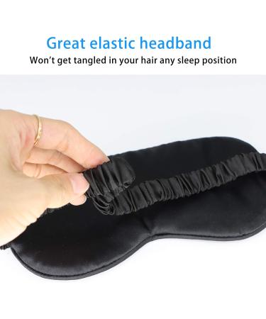 Silk Eye Mask for Sleeping Super Smooth Sleep Mask Silk Blindfold Blackout Eye Cover Portable Eye Shade Cotton Filled with Elastic Strap for Women & Men - Buy Online on GoSupps.com