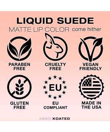 Kandi Koated Liquid Suede Lipstick Come Hither - Intense Red-Orange Matte Lip Color | Non-Sticky Paraben-Free Cruelty-Free | Shop Internationally - Buy Online on GoSupps.com