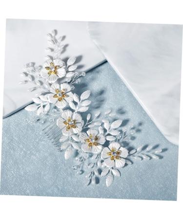 FRCOLOR 1Pc white leaf comb pearl headpiece Teen Girl Prom Headwear Bridal Shower Headpiece Rhinestone Hair Barrette wedding pearl comb clip white decor Accessories Pretty bridesmaid alloy - Buy Online on GoSupps.com