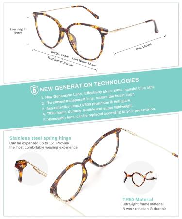 Gaoye Blue Light Blocking Glasses for Women & Men | Fashion Cat Eye Frames | UV Ray Filter | Computer & Gaming Eyewear (Leopard/Transparent Lens - Buy Online on GoSupps.com