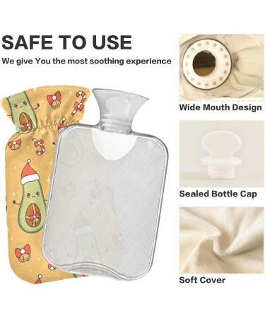 NAANLE Avocado Christmas Hot Water Bottle - 2L Large Transparent Bottle for Heat & Cold Therapy Santa Claus Hat Design for Pain Relief - Buy Online on GoSupps.com