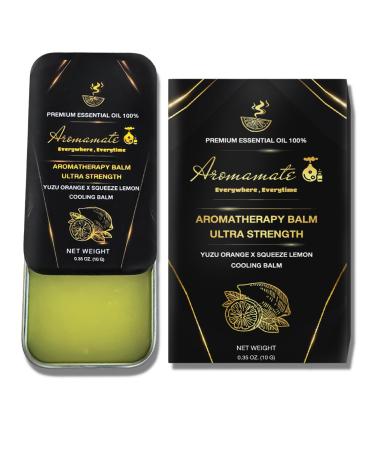 Aromamate Back and Neck Aromatherapy Balm Ultra Strength for Healing Sore Muscle & Joint After Workout or Yoga - Plai Oil Menthol Eucalyptus-Preservative Free- Citrus Scent