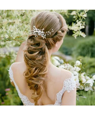 Bride Flower Wedding Hair Vines Crystal Hair Piece Bridal Hair Accessories Pearl Hair Pins Headpieces Accessories Handmade Flower Rhinestone Headpiece for Brides Bridesmaids Women Girls A-Pearl Crystal - Buy Online on GoSupps.com