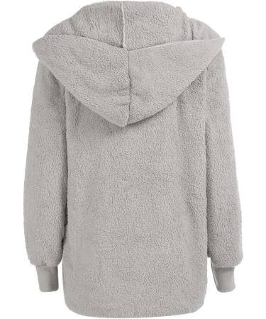 Hanxiulin Ladies Fleece Jacket - Cozy Plush Hooded Sweater | Warm & Breathable Autumn/Winter Coat in Gray - Buy Online on GoSupps.com