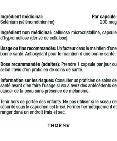 Thorne Selenium (Formerly Selenomethionine) - 200 mcg Selenium Supplement for Antioxidant Support - 60 Capsules - 60 Servings - Buy Online on GoSupps.com