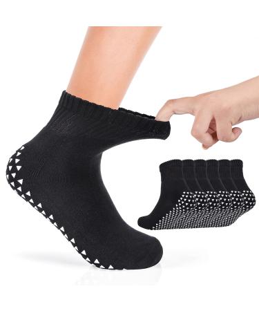 3 Pairs of Wide Socks with Non-Skid Grips for Lymphedema Swollen Feet Swelling Edema Arthritis also Yoga 11-14 Black