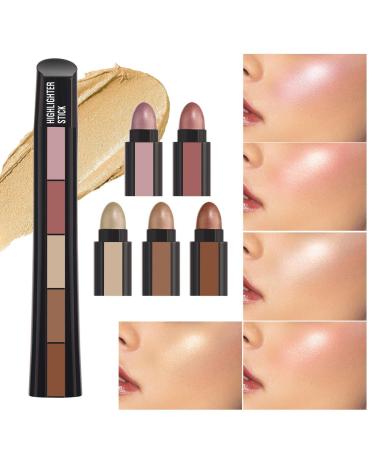 Highlight Stick | 5 Colors Beauty Highlight | Pearlescent Shades Pencil Facial Outline Trimming Makeup Sticks for Everyday Makeup Frifer