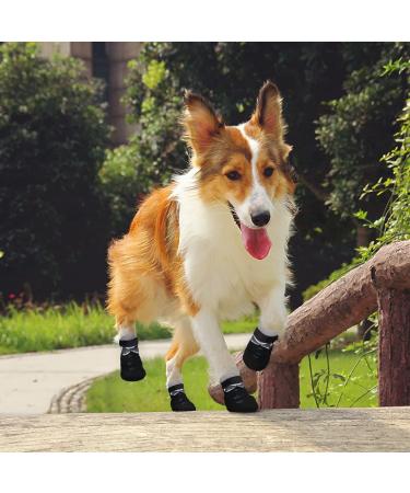 Petloft Anti-Slip Dog Socks - 4 Pack Indoor Slide-Resistant Socks for Small & Medium Dogs Cats & Puppies | Adjustable & Removable Fastening Tape (Black Paw) - Buy Online on GoSupps.com