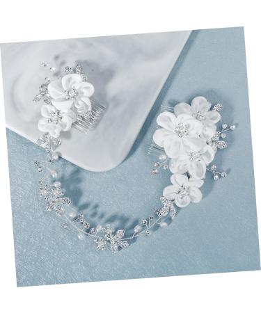 Beavorty Bridal Hair Accessories Chiffon flower comb bridal headpiece wedding hair comb bridal headdress bridal comb double head bride Accessories Bride Headpiece - Buy Online on GoSupps.com