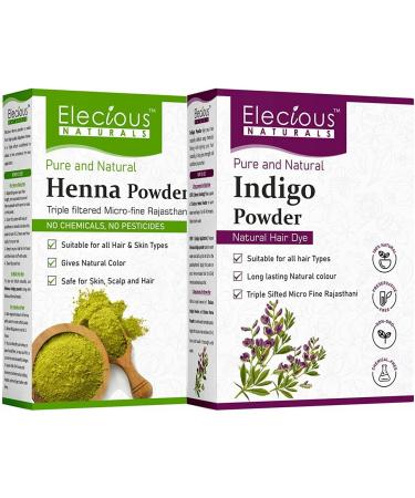 Elecious Naturals Indigo and Henna Powder for Hair (400 Grams Total)