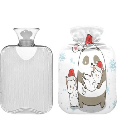 Shop Panda & Cat Christmas Hot Water Bottle - 2L Soft Fleece Cover for Hot & Cold Compresses | International Shipping Available - Buy Online on GoSupps.com