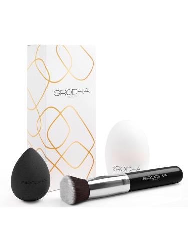 Beauty Makeup Brush Set - 3 Piece Kit for Liquid Foundation Concealer Powder & Blush | Includes Flat Top Kabuki Makeup Blender Sponge & Silicone Cleaning Mat - Perfect for Flawless Application - Buy Online on GoSupps.com