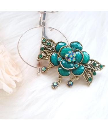 Vintage French Rhinestone Flower Butterfly Hair Clips for Women & Teens - Blue Floral Hair Accessories - Buy Online on GoSupps.com