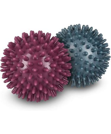 Buy Navaris 2x Hedgehog Massage Balls - Fitness & Balance Relief for Hands Feet & Back - Medium & Hard 8cm in Berry/Petrol - International Shipping Available - Buy Online on GoSupps.com