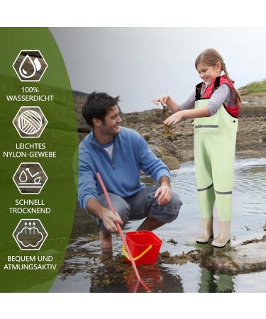 Buy Ieilulu Children's Fishing Waders - Waterproof Adjustable Straps Breast Pocket Slipproof Boots - Perfect for Adolescent Kids - Size 29 Green - Buy Online on GoSupps.com