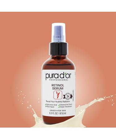 PURA D'OR Retinol Serum 3.3 Oz Advanced Anti-Aging Skin Care Formula | Fine Lines Treatment & Collagen Booster | Travel Size for Radiant Skin - Buy Online on GoSupps.com