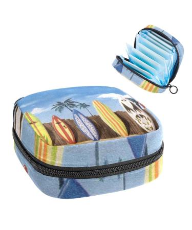 GIAPB Period Bag Sanitary Napkin Storage Bag Period Pouch Travel Makeup Bag Beach Surfboard Background Color5364