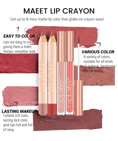 Easilydays Nude Lip Liner Pencil and Lip Stick Set - Matte Velvety Creamy Lip Crayon with High Pigment Waterproof Formula, No Smudge Lipstick for Women - Smooth Matte Lip Makeup (01) - Buy Online on GoSupps.com