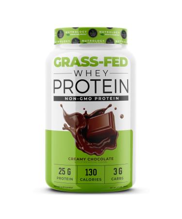 Nutrology Grass-Fed Whey Protein Powder Cold-Processed Grass Fed Whey & Amino Acid Powder for Enhanced Lean Muscle Recovery & Performance 28 Servings Shake Blend or Bake Creamy Chocolate Flavor Creamy Chocolate 2 Poun