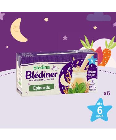 Bl dina - Bladder - Baby Dinner Bricks - Spinach Milky Cereals - From 6 Months - 12 Bricks of 250 ml - Buy Online on GoSupps.com