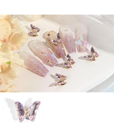 FEIlei 5 Nail Art Charms Glass Nail Rhinestones Alloy Butterfly-Nail Crystals Diamonds - Buy Online on GoSupps.com