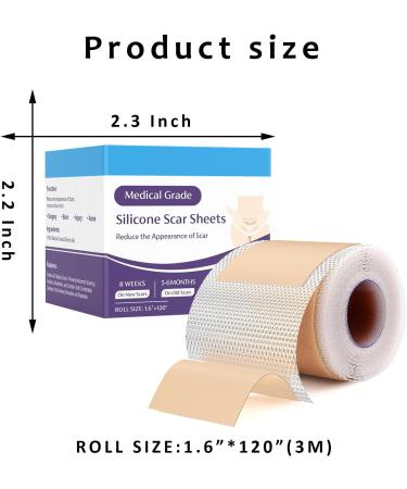 Skiennix Silicone Scar Sheets 1.6 x 120 Roll-3M | Medical Grade Reusable Scar Tape for Surgical Scars, Keloids, C-Sections | Painless Scar Treatment - Buy Online on GoSupps.com
