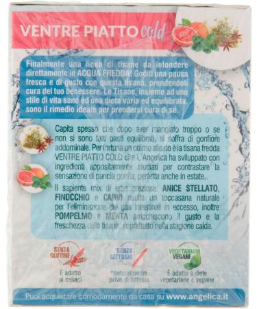  Italian Gourmet E.R. L'Angelica Tisana Ventre Piatto Cold Herbal Tea Grapefruit Fennel and Mint Flavor 18 filters + Italian Gourmet Polpa di Pomodoro 400 g Box - Buy Online on GoSupps.com