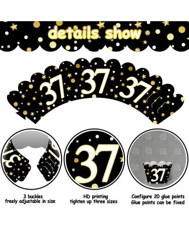 24pcs Dessert Cupcake Topper 24pcs Cupcake Wrappers Cheer to 37 Years Old Theme Decor Supplies Men Women Happy 37th Birthday Wedding Anniversary Party Decoration - Buy Online on GoSupps.com