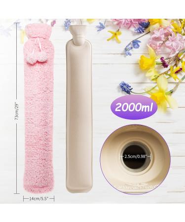 2L Long Hot Water Bottle with Cover - Wearable Extra Long Pouch for Body, Neck, Back & Shoulder - 72cm Full Length - Large Fluffy Hot Water Bag in Pink Red Knitting - for Girls, Men & Adults | UK - Buy Online on GoSupps.com