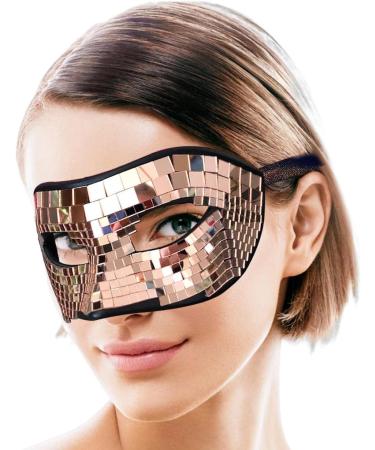 Bling Masquerade Face | Glass Disco Ball - Mouth Adjustable Reusable Face for Women Girls Sritob Rose Gold - Buy Online on GoSupps.com