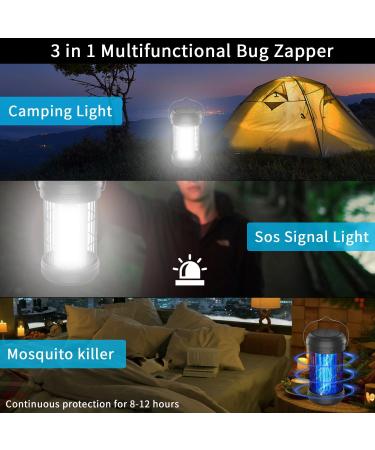 Solar Bug Zapper Lantern Qumox 2-in-1 Portable & Rechargeable Mosquito Zapper with 4000mAh Battery & LED Night Light 4000V Electric Fly Zapper for Outdoor Patio Backyard Garden - Buy Online on GoSupps.com