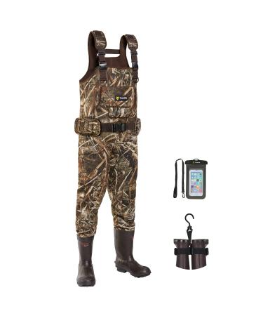 TIDEWE Hunting Waders with Boot Hanger & 600G Insulation, Waterproof Cleated Neoprene Bootfoot Fishing Chest Waders Realtree Max 5 10
