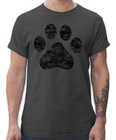 Shirtracer - T-Shirt Men - Gift for Dog Owners - High Five Dog Paw 1 Dark Grey 4XL Large Sizes