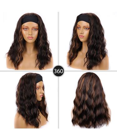 Short Bob Wavy Headband Wig for Black Women - Mixed Brown Synthetic Half Wig - Heat Resistant - Daily Wear (14 inch) - Buy Online on GoSupps.com