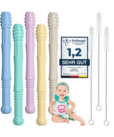Okonkn bite tube baby 5-Set toothing aid baby bite ring baby bpa-free silicone baby accessories for boys and girls from 3 months+ 5 pieces