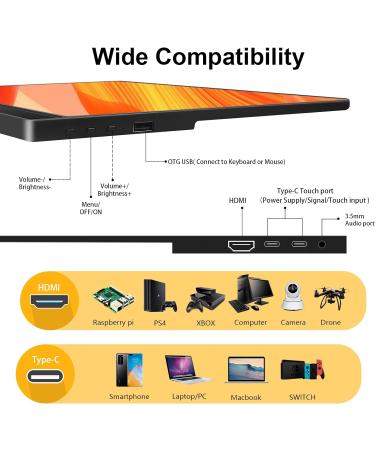 Kenowa 15.6 Touchscreen Portable Monitor - HDR 1920x1080 Eye Care IPS for Raspberry Pi PC Laptop PS4 Xbox | External Monitor with HDMI & USB Type-C - Buy Online on GoSupps.com