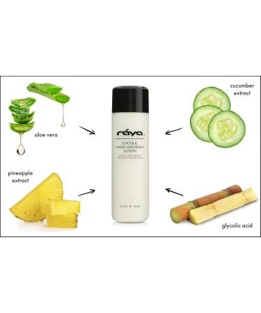 Raya Glycolic Hand & Body Lotion with AHA - Soothing Moisturizer & Exfoliant for Soft Smooth Skin | International Shipping Available - Buy Online on GoSupps.com