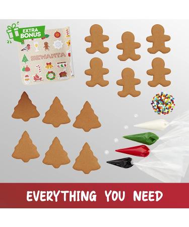 Holiday Fun Baking Set: Gingerbread Man & Tree Cookie Kit with Pre-Baked Cookies, Candies, Fondant, Icing, Decorating Bags, Tips, and Holiday Stickers - Buy Online on GoSupps.com